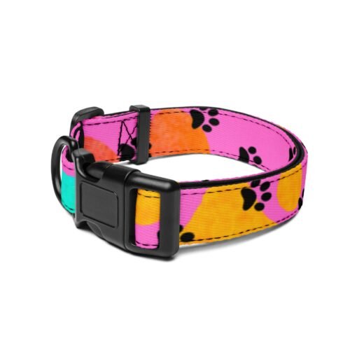 Colorful Paw Print Dog Collar - Image 3