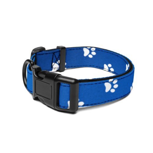 Vibrant Blue Paw Print Dog Collar - Image 3